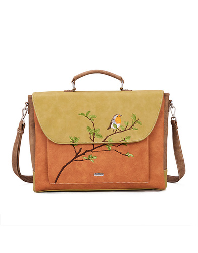 Hi-Di-Hi Busy Bird laptoptas met roodborstje