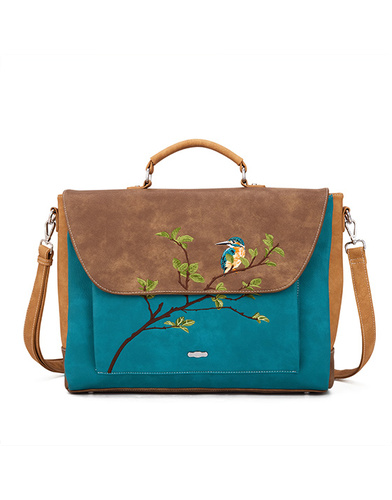 Hi-Di-Hi Busy Bird laptoptas met roodborstje