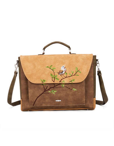 Hi-Di-Hi Busy Bird laptoptas met roodborstje
