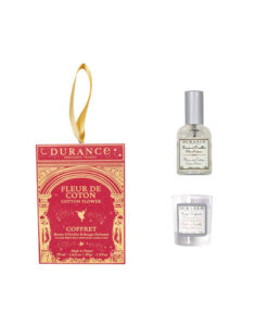 Durance Fleur de Coton geurkaars en kussenspray in cadeauverpakking